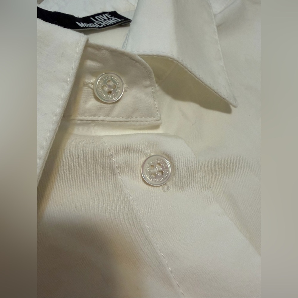 Moschino Cream Long-Sleeve Dress Shirt - Point Collar - Picture 8 of 8